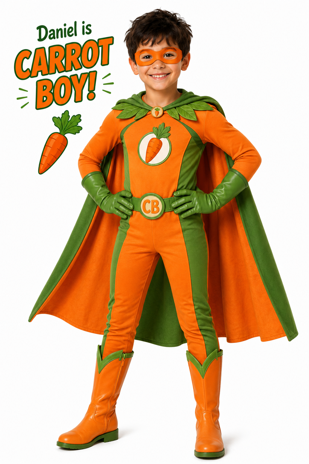 Carrot Boy superhero character from The League of Vegetables